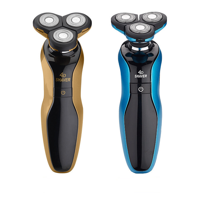 Gold & Blue Three-Blade Electric Shaver