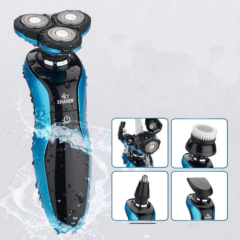 Gold & Blue Three-Blade Electric Shaver