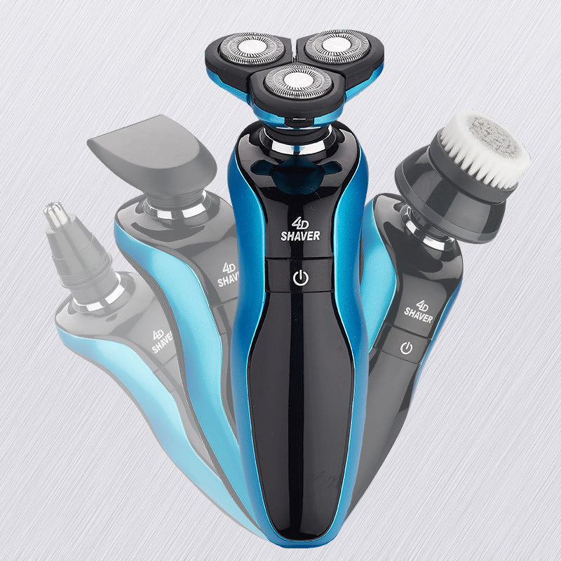 Gold & Blue Three-Blade Electric Shaver