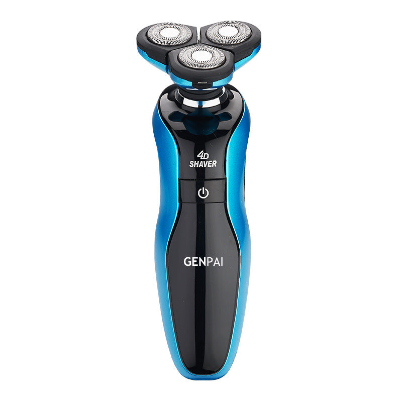 Gold & Blue Three-Blade Electric Shaver
