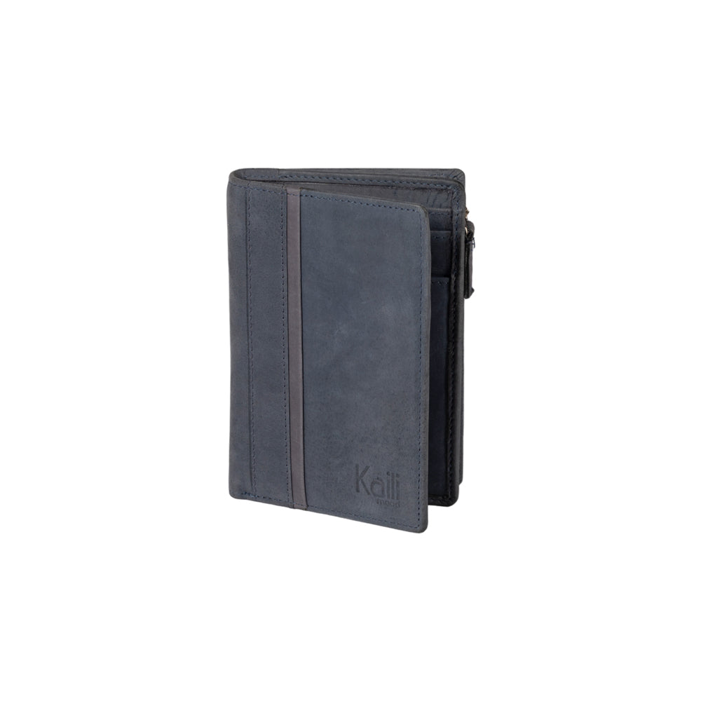 K12234DF | Women's Wallet in Genuine Full-Grain Naked Leather. Blue. RFID Protection. Closed Dimensions: 9.5 x 14 x 3 cm. Packaging: Gift box with lid/bottom-0