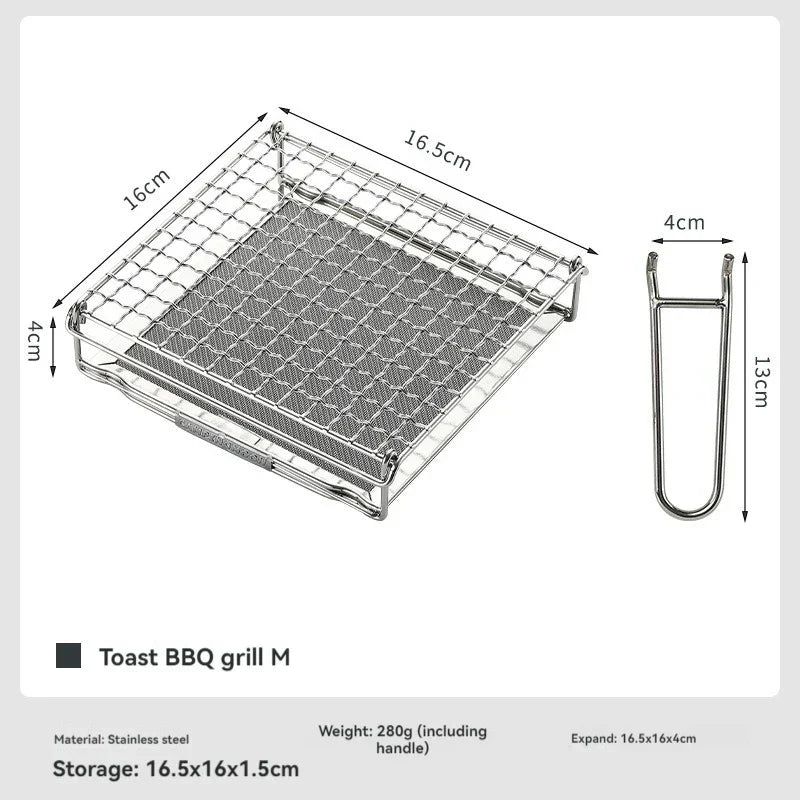 Stainless Steel Folding Toast Grill Net Gas Stove Grill Silver
