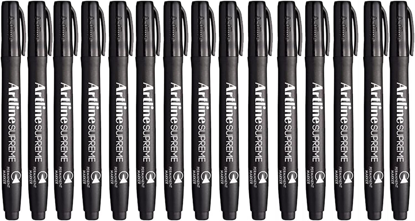 NNEDSZ 12x Artline Supreme Permanent Markers 0.4mm - Black Bulk Pack-0