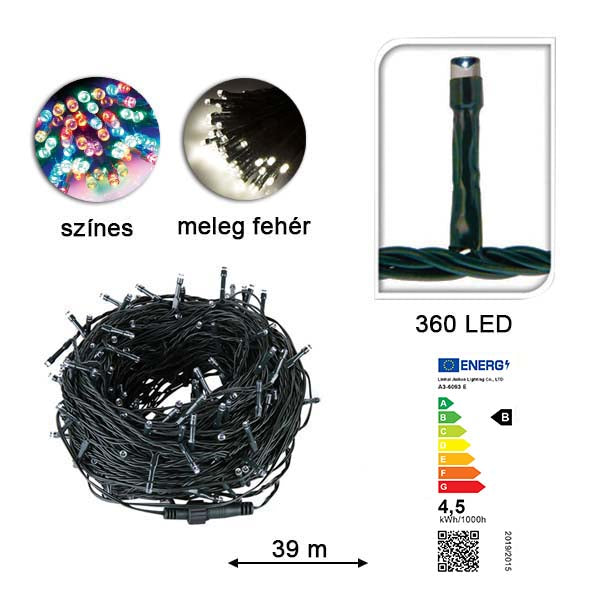 LED light string in selectable size and color - 360 LED - warm white-1