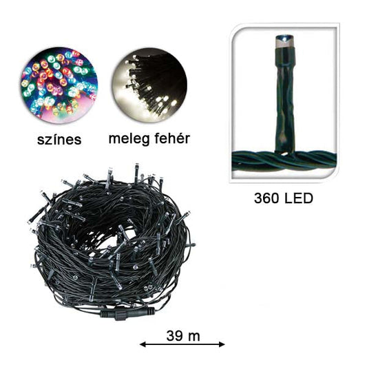 LED light string in selectable size and color - 360 LED - warm white-0