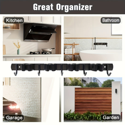 4-Shelf Broom and Mop Rack with 5 Hooks-1