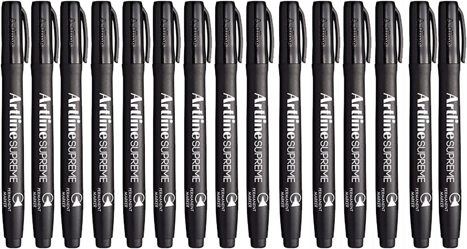 NNEDSZ 12x Artline Supreme Permanent Markers 0.4mm - Black Bulk Pack-0