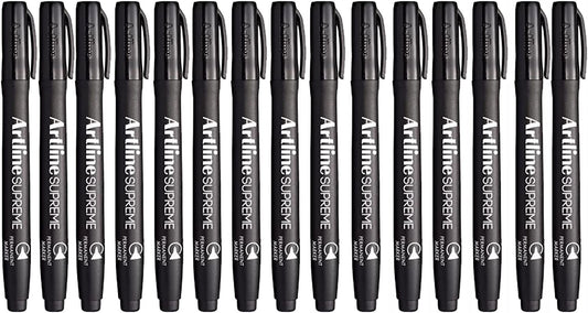 NNEDSZ 12x Artline Supreme Permanent Markers 0.4mm - Black Bulk Pack-0