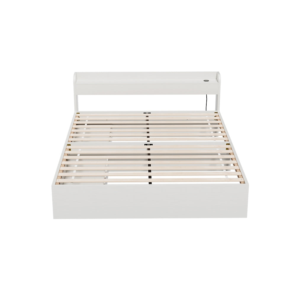 NNEDSZ Bed Frame Queen Size Mattress Base wtih Charging Ports 2 Storage Drawers-2