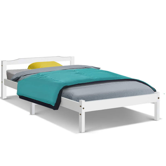 NNEDSZ Single Size Wooden Bed Frame Mattress Base Timber Platform White-0