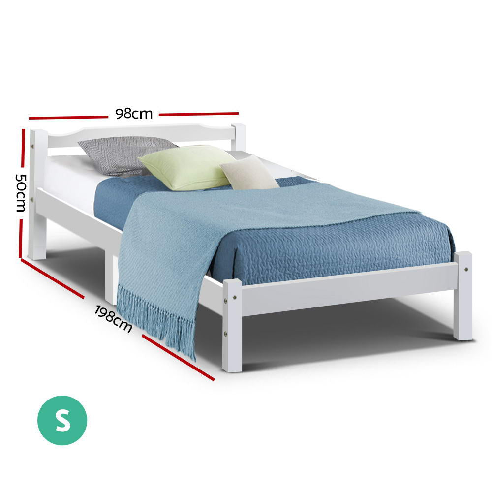 NNEDSZ Single Size Wooden Bed Frame Mattress Base Timber Platform White-1
