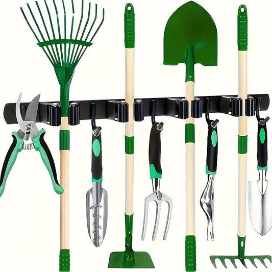 4-Shelf Broom and Mop Rack with 5 Hooks-0