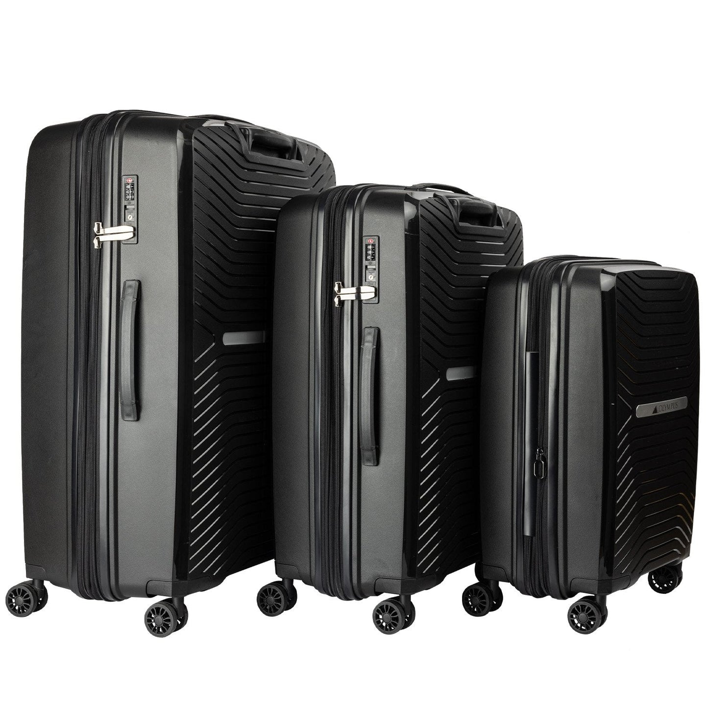 NNEDPE 3PC Luggage Set Hard Shell Suitcase - Obsidian Black